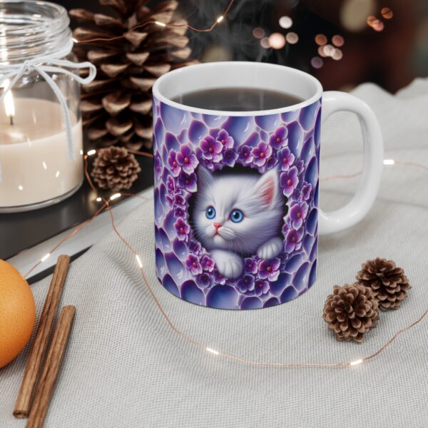 🌌🐱 Dreamy Violet Peek Cat Mug 💜🌸✨ - Image 2