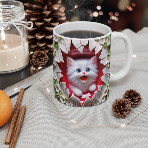 🐾❤️ Peekaboo Purrfection Mug | Cheeky Kitty with Floral Burst & Bold Red Vibes 🌸😻🔥 - Image 2