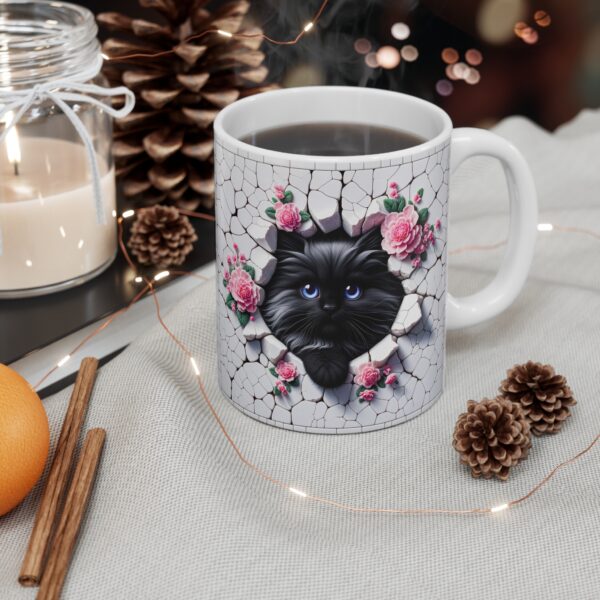 🐾🌸 "Peek-a-Boo Kitty" Ceramic Mug – Cute Cat with Floral Charm 🌸🐾 - Image 2