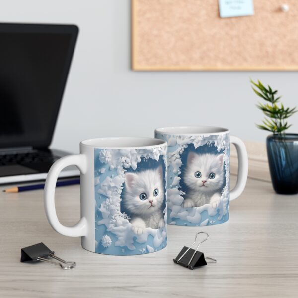 ❄️🐾 Frosty Fluff Mug | Arctic Blue-Eyed Kitten in Snowy Wonderland 🐱☕💙 - Image 3