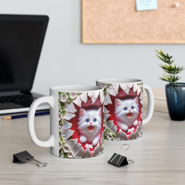 🐾❤️ Peekaboo Purrfection Mug | Cheeky Kitty with Floral Burst & Bold Red Vibes 🌸😻🔥 - Image 3