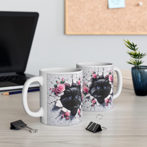 🐾🌸 "Peek-a-Boo Kitty" Ceramic Mug – Cute Cat with Floral Charm 🌸🐾 - Image 3