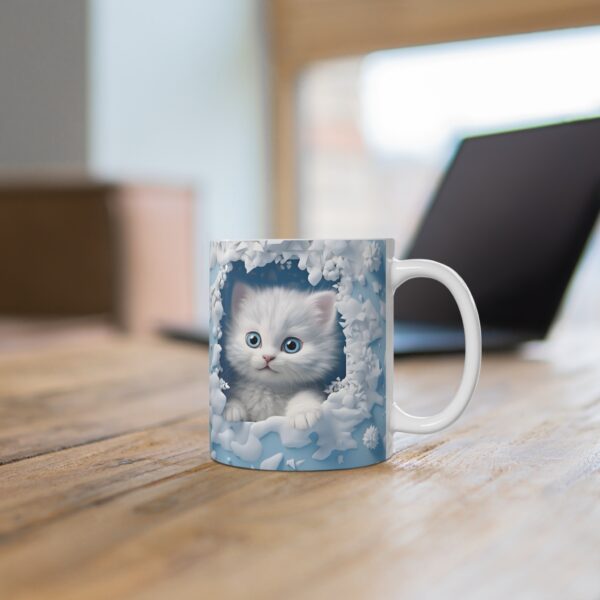 ❄️🐾 Frosty Fluff Mug | Arctic Blue-Eyed Kitten in Snowy Wonderland 🐱☕💙 - Image 4
