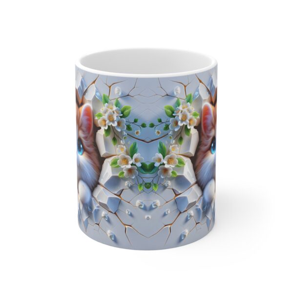 🌼🐾 Peek-a-Boo Kitty Mug | Ginger Fluff & Blossoming White Flowers 🐱💛☕ - Image 5