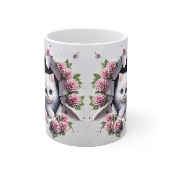 🐾👑 Triple Trouble Mug | Cute Kitten Trio Peeking Through Floral Cracks 🌸😺😺😺 - Image 4