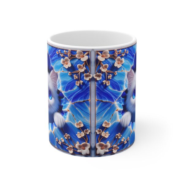 💙🐾 "Crystal Peek Kitty" Mug – Blue-Eyed Wonder in Floral Magic 🌸💫 - Image 5