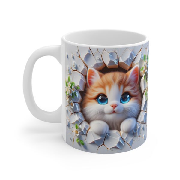 🌼🐾 Peek-a-Boo Kitty Mug | Ginger Fluff & Blossoming White Flowers 🐱💛☕ - Image 6