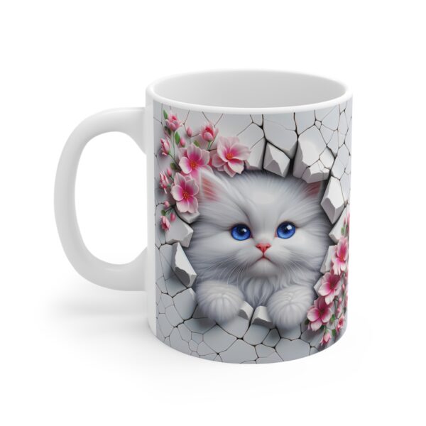 🌸🐱 Cherry Blossom Peek Mug | Fluffy White Kitty & Springtime Blooms 💕☕✨ - Image 6