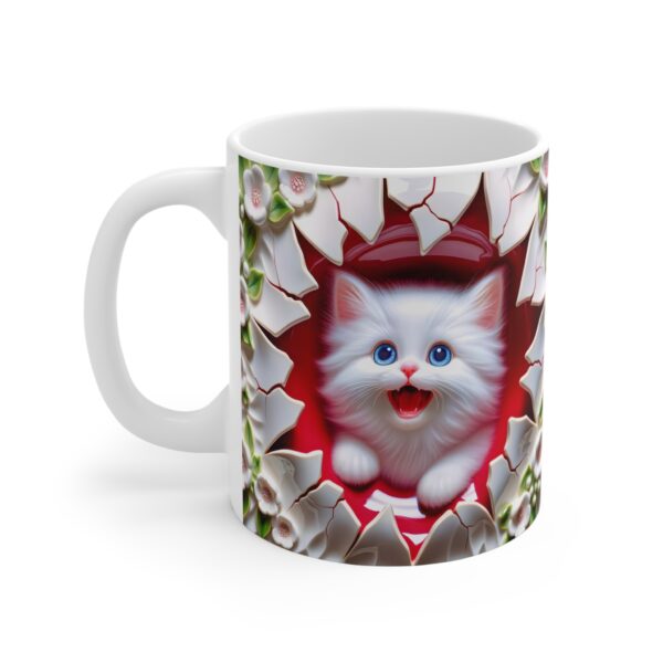 🐾❤️ Peekaboo Purrfection Mug | Cheeky Kitty with Floral Burst & Bold Red Vibes 🌸😻🔥 - Image 5