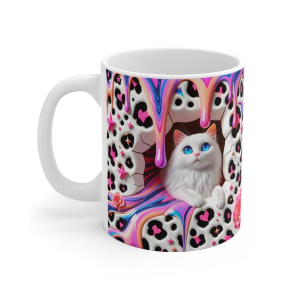 🐾✨ Whimsical Wonderland Cat Mug | Drippy Pastel Leopard Print & Blue-Eyed Beauty 🐱🌈💖 - Image 6