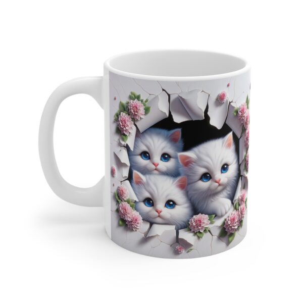 🐾👑 Triple Trouble Mug | Cute Kitten Trio Peeking Through Floral Cracks 🌸😺😺😺 - Image 5