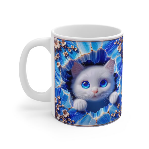 💙🐾 "Crystal Peek Kitty" Mug – Blue-Eyed Wonder in Floral Magic 🌸💫 - Image 6