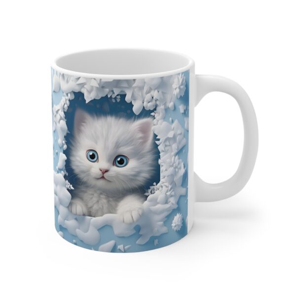 ❄️🐾 Frosty Fluff Mug | Arctic Blue-Eyed Kitten in Snowy Wonderland 🐱☕💙