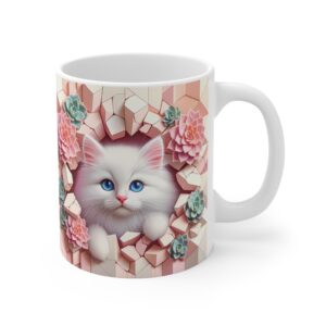 🐾🌵 "Succulent Surprise Kitty" Mug – Soft Whiskers & Sweet Blooms 🌸😺