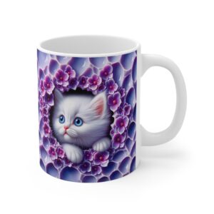 🌌🐱 Dreamy Violet Peek Cat Mug 💜🌸✨