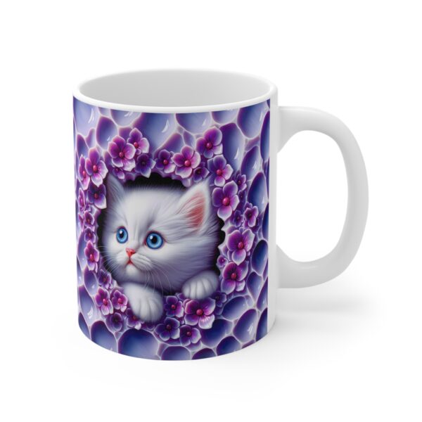 🌌🐱 Dreamy Violet Peek Cat Mug 💜🌸✨