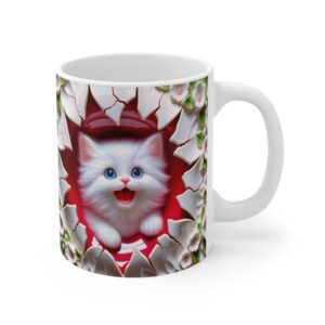 🐾❤️ Peekaboo Purrfection Mug | Cheeky Kitty with Floral Burst & Bold Red Vibes 🌸😻🔥
